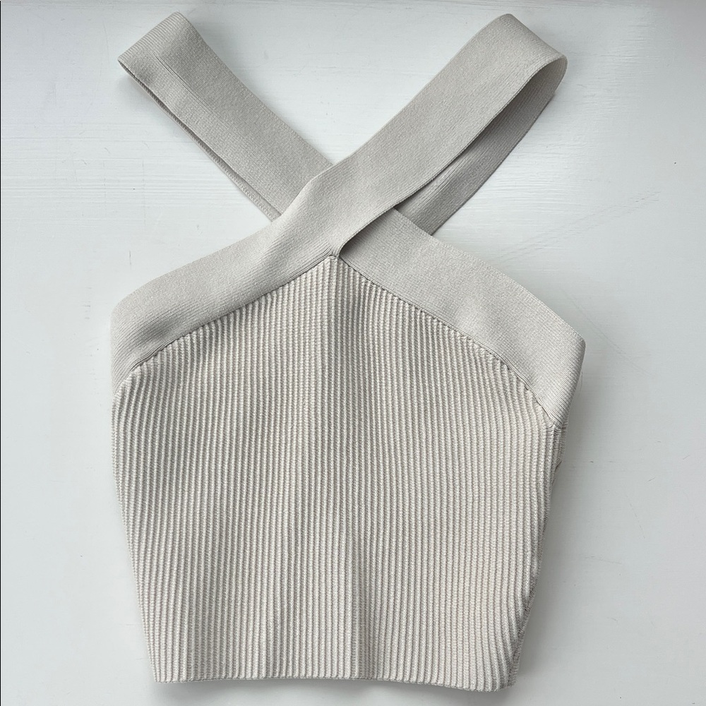 Aritzia NWT Babaton Criss Cross 
Ribbed Cropped Top - Size 2XS